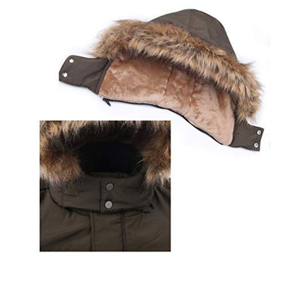 NWT Yozai Mens Winter Parka Insulated Warm Jacket Military Coat Faux Fur Hood - Picture 2 of 10
